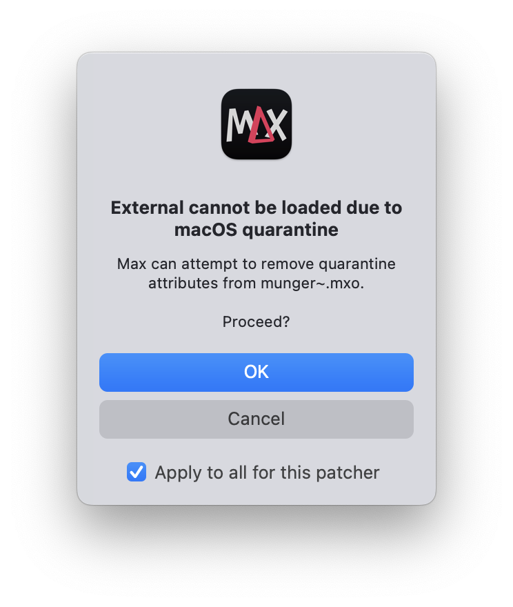 Popup Max : External cannot be loaded due to macOS quarantine
